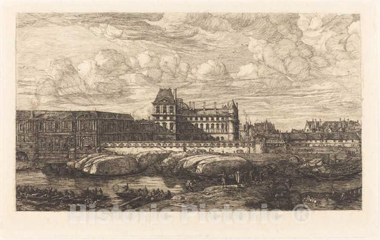 Art Print : Charles Meryon, L'ancien Louvre d'aprÃ¨s une peinture de Zeeman, 1651 (The Old Louvre, from a Painting by Zeeman, 1651), 1866 - Vintage Wall Art