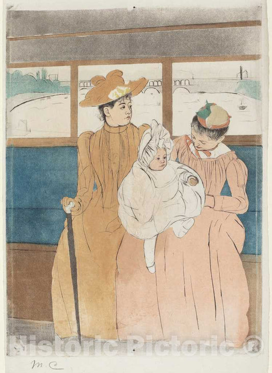 Art Print : Mary Cassatt, in The Omnibus, 1890-1891 - Vintage Wall Art