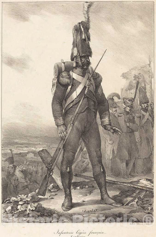 Art Print : Nicolas-Toussaint Charlet, Infanterie legÃ¨re franÃ§aise, Carabinier, 1822 - Vintage Wall Art