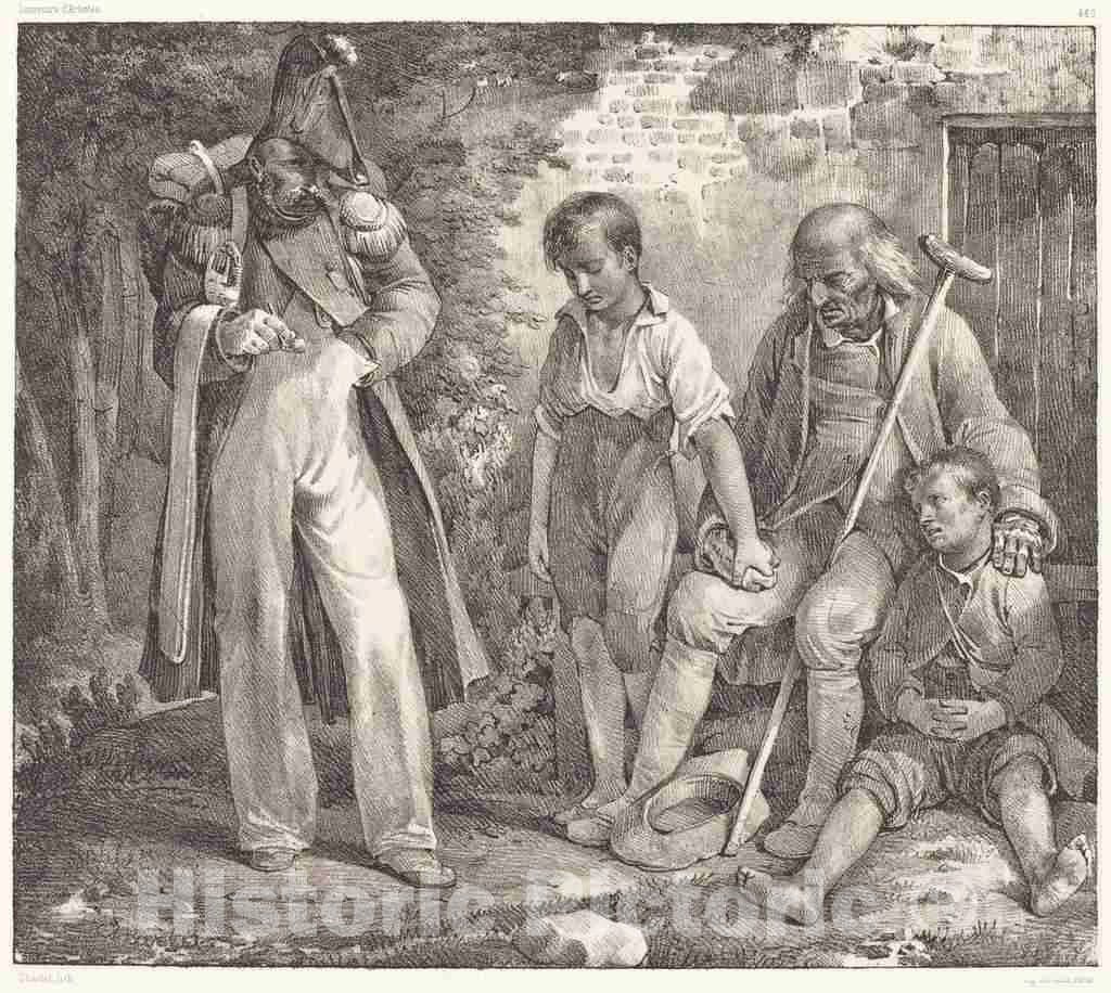 Art Print : Nicolas-Toussaint Charlet, L'AumÃ´ne - Vintage Wall Art
