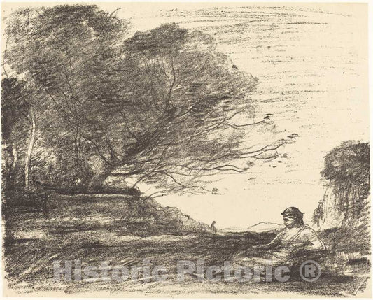 Art Print : Baptiste-Camille Corot, Sappho (Sapho), 1871 - Vintage Wall Art