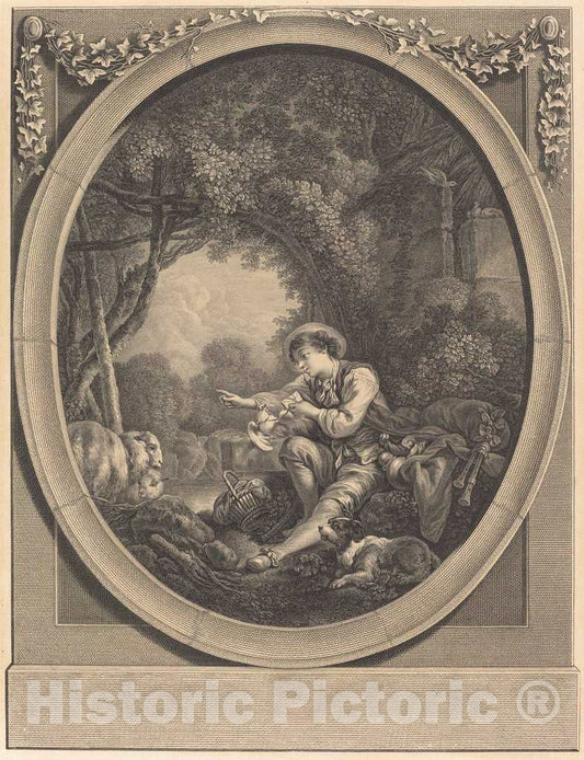 Art Print : Beauvarlet After Boucher, Le Depart du Courrier - Vintage Wall Art