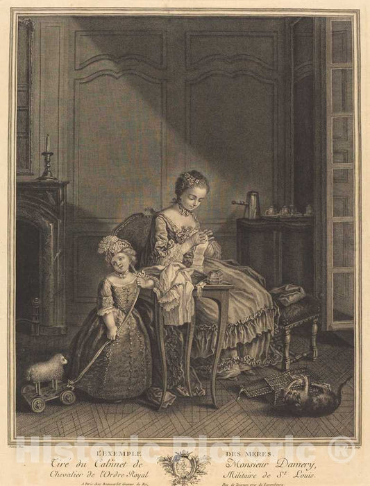 Art Print : Lucas After Jeaurat, L'example des Meres - Vintage Wall Art