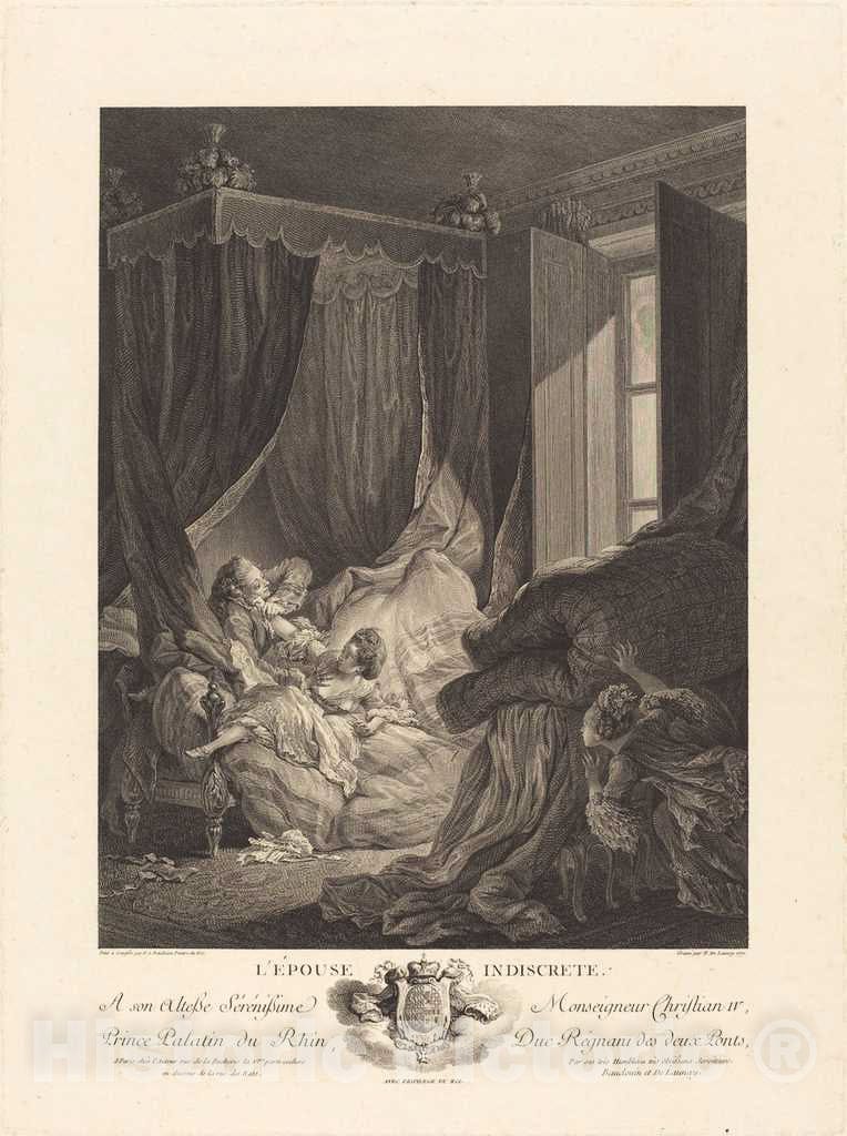 Art Print : Nicolas Delaunay After Baudouin, L'Epouse indiscrete, 1771 - Vintage Wall Art