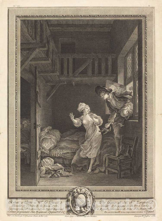 Art Print : Choffard After Baudouin, Marchez Tout Doux, Parlez Tout bas, 1782 - Vintage Wall Art