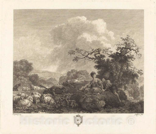Art Print : Godefroy After Fragonard, Annette a l'age de vingt ans (Annette at The Age of Twenty Years) - Vintage Wall Art