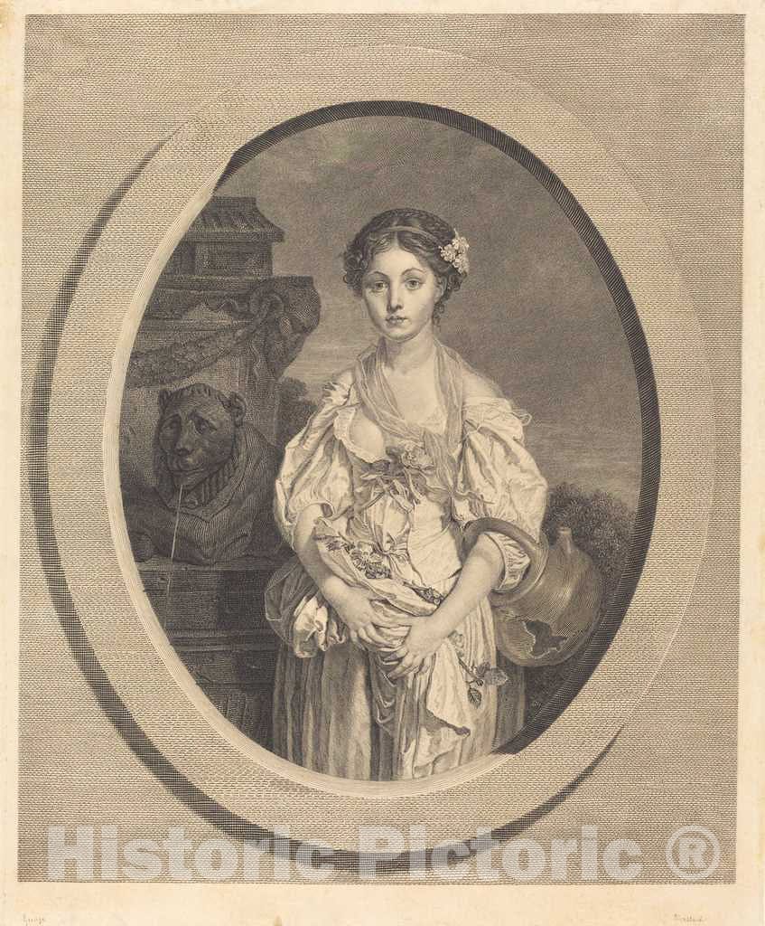 Art Print : Massard After Greuze, La cruche cassee, 1773 - Vintage Wall Art