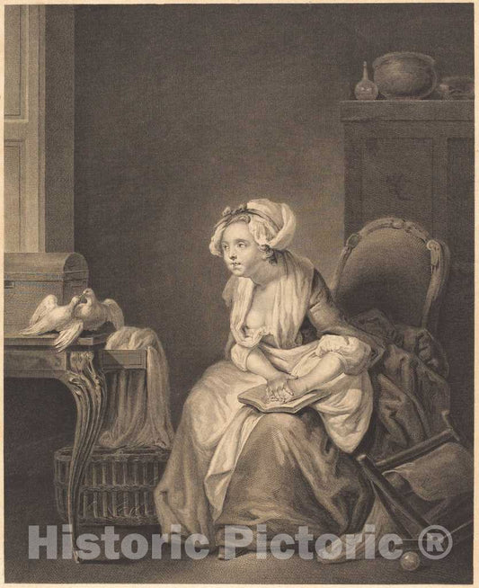 Art Print : Nicolas Voyez After Greuze, La Premiere lecon d'amour - Vintage Wall Art