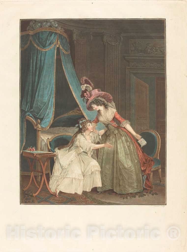Art Print : Janinet After Lavreince, L'Indiscretion, 1788 - Vintage Wall Art