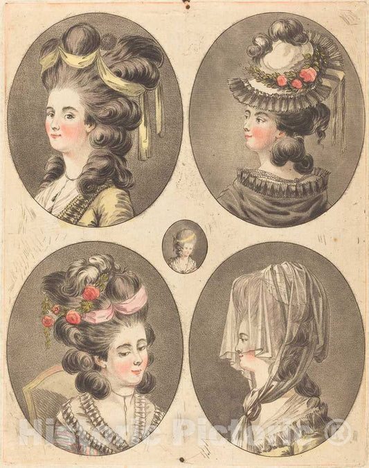 Art Print : FranÃ§ois Janinet, Modeles de coiffures - Vintage Wall Art
