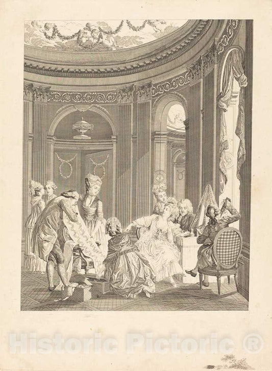 Art Print : Delaunay After Lavreince, Qu'en dit l'AbbÃ©?, 1788 - Vintage Wall Art