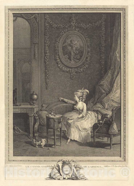 Art Print : Delaunay After Lavreince, La Consolation de l'absence, 1785 - Vintage Wall Art