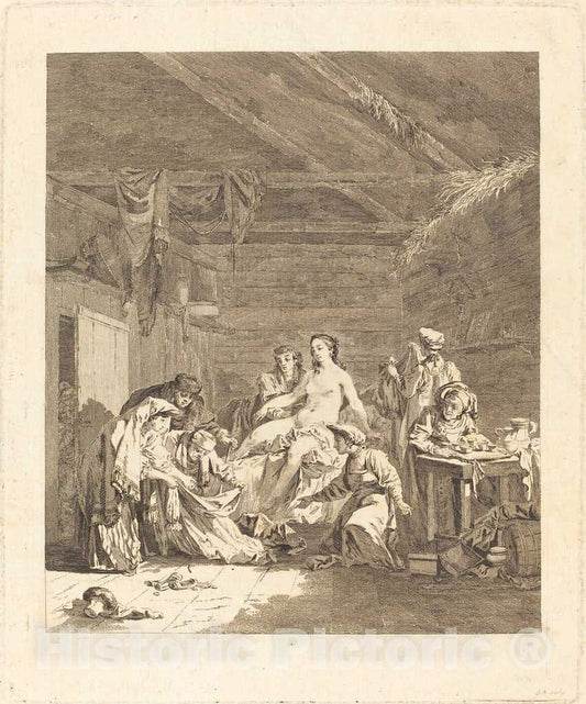 Art Print : Saint-Aubin After Le Prince, Le Lever de la Mariee Russe - Vintage Wall Art