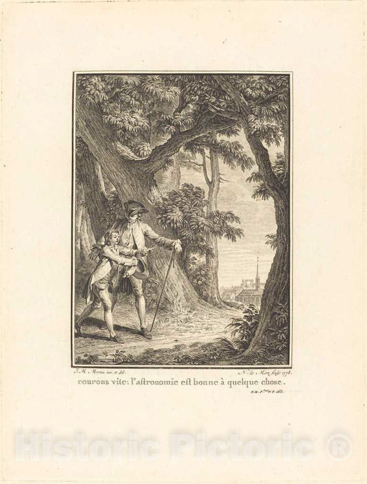 Art Print : NoÃ«l Le Mire After Michel Moreau, Courons vÃ®te: l'astronomie est bonne Ã  quelque Chose, 1778 - Vintage Wall Art