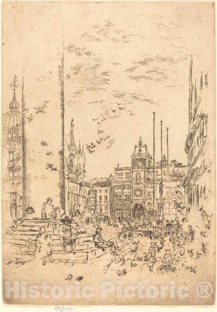 Art Print : James McNeill Whistler, The Piazzetta, 1880 - Vintage Wall Art
