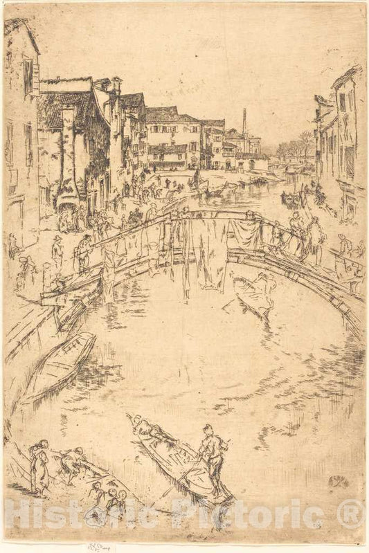 Art Print : James McNeill Whistler, The Bridge, c.1880 - Vintage Wall Art