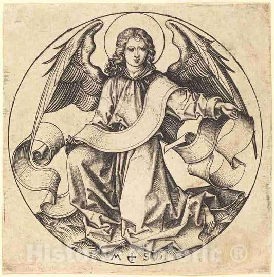 Art Print : Martin Schongauer, The Angel of Saint Matthew, c. 1490 - Vintage Wall Art