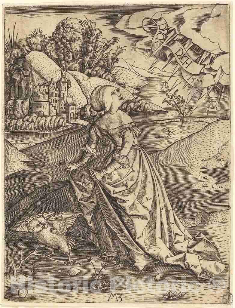 Art Print : Woman with The Owl, 1500 - Vintage Wall Art