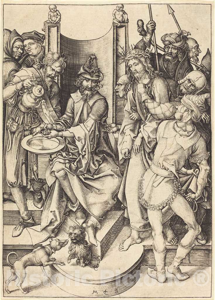 Art Print : Martin Schongauer, Christ Before Pilate, c. 1480 - Vintage Wall Art