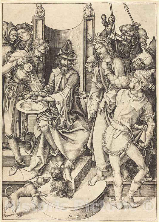 Art Print : Martin Schongauer, Christ Before Pilate, c. 1480 - Vintage Wall Art