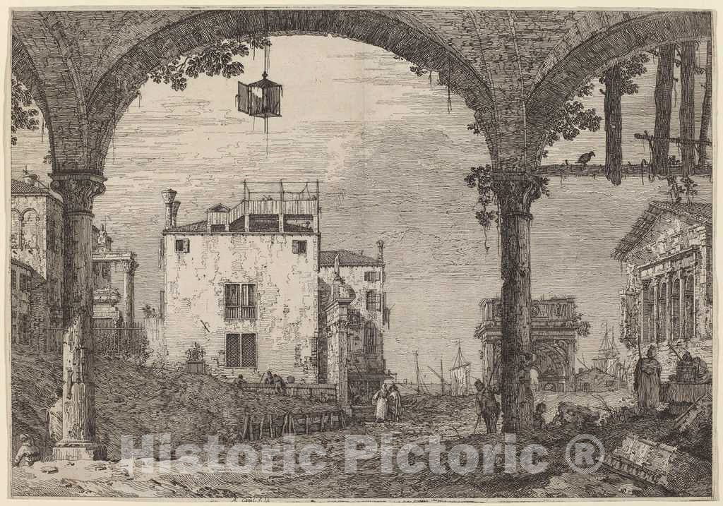 Art Print : Canaletto, The Portico with The Lantern, c.1741 - Vintage Wall Art
