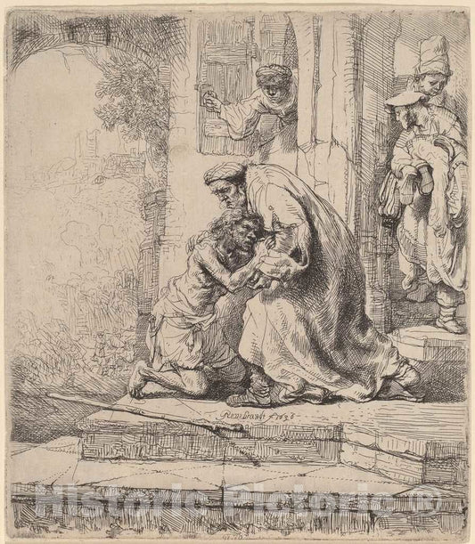 Art Print : Rembrandt, Return of The Prodigal Son, 1636 - Vintage Wall Art