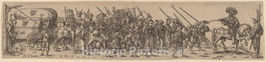 Art Print : Jan de Bry After Beham, The Baggage Train with The Sergeant-Major - Vintage Wall Art