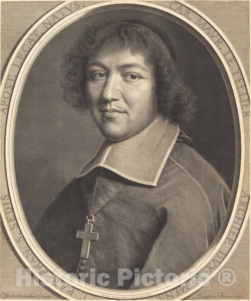 Art Print : Robert Nanteuil, Charles-Maurice Le Tellier, 1672 - Vintage Wall Art