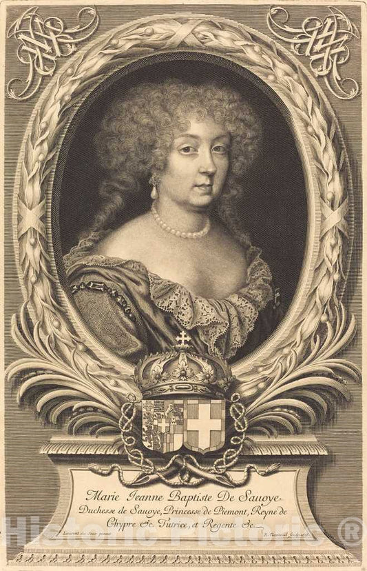 Art Print : Nanteuil After Laurent Dufour, Marie-Jeanne-Baptiste, Duchesse de Savoie, 1678 - Vintage Wall Art