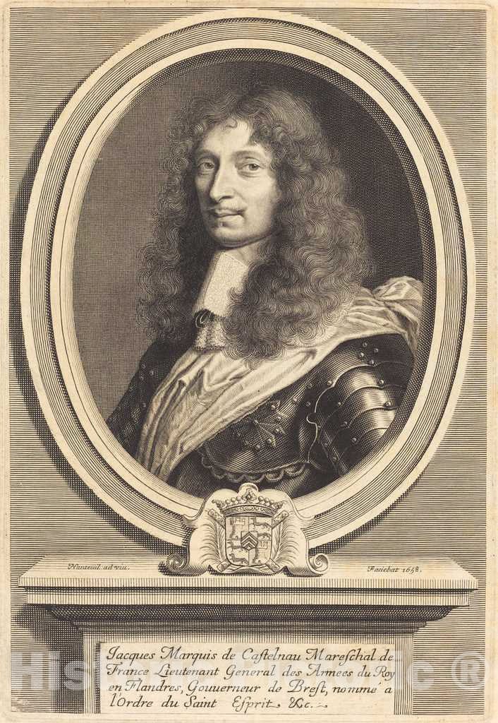 Art Print : Robert Nanteuil, Marechal de Castelnau, 1658 - Vintage Wall Art