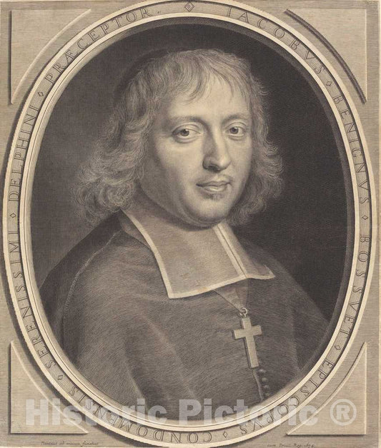 Art Print : Robert Nanteuil, Jacques-Benigne Bossuet, 1674 - Vintage Wall Art