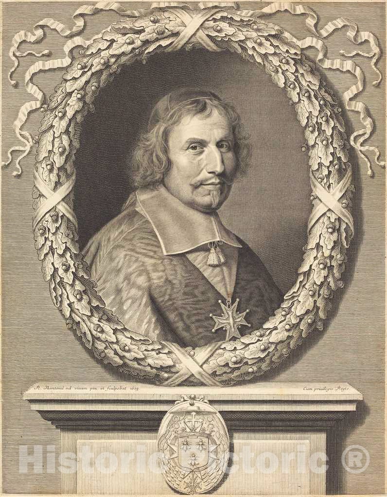 Art Print : Robert Nanteuil, Cardinal Antonio Barberini, 1663 - Vintage Wall Art