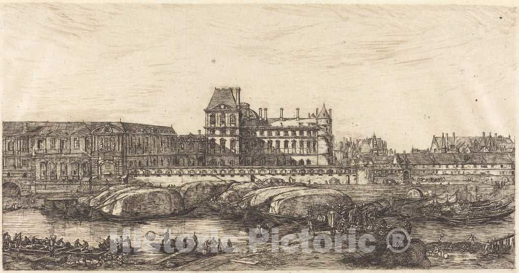Art Print : Charles Meryon, L'ancien Louvre d'aprÃ¨s une peinture de Zeeman, 1651 (The Old Louvre, from a Painting by Zeeman, 1651), 1866 - Vintage Wall Art