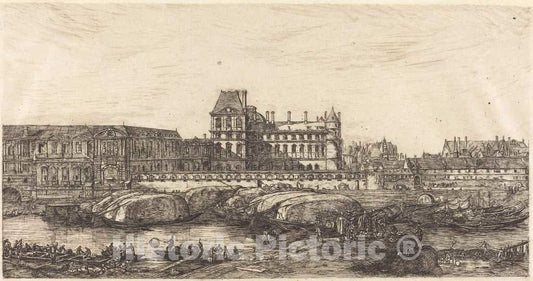 Art Print : Charles Meryon, L'ancien Louvre d'aprÃ¨s une peinture de Zeeman, 1651 (The Old Louvre, from a Painting by Zeeman, 1651), 1866 - Vintage Wall Art