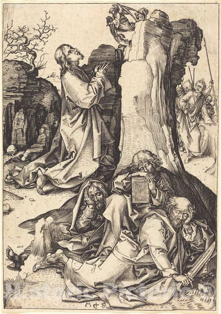 Art Print : Martin Schongauer, The Agony in The Garden, c. 1480 - Vintage Wall Art