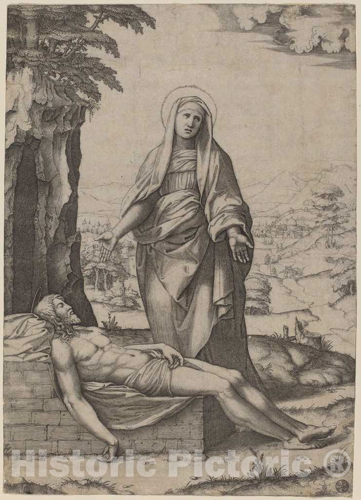 Art Print : Raimondi After Raphael, The Lamentation of The Virgin, 1510 - Vintage Wall Art