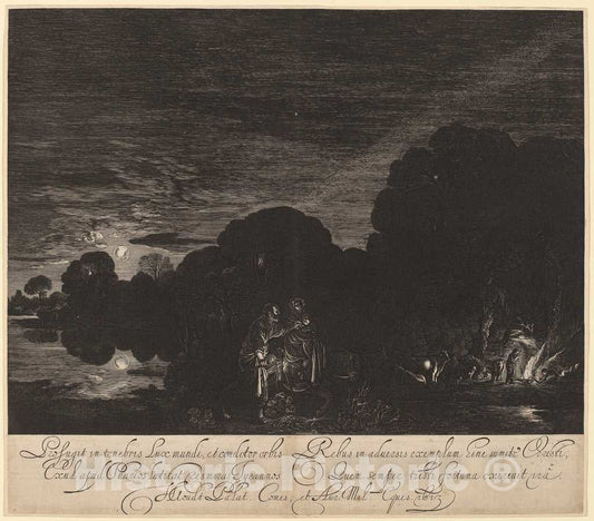 Art Print : Goudt After Adam Elsheimer, The Flight into Egypt, 1613 - Vintage Wall Art