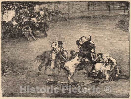 Art Print : Francisco de Goya, Picador Caught by a Bull, 1825 - Vintage Wall Art