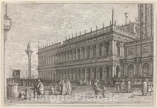 Art Print : Canaletto, La libreria. V, in or Before 1742 - Vintage Wall Art