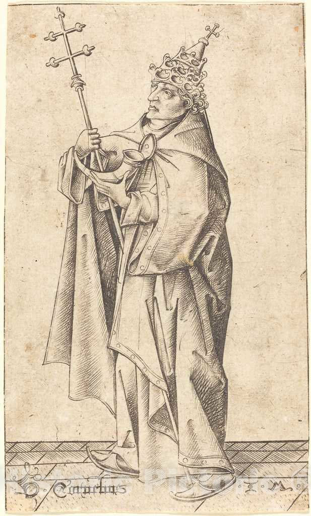 Art Print : Israhel Van Meckenem, Saint Cornelius, c. 1470 - Vintage Wall Art