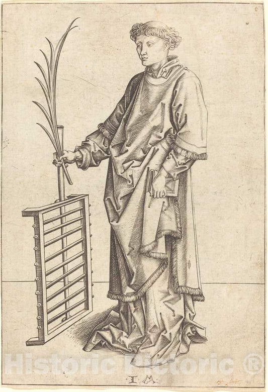 Art Print : Meckenem After Martin Schongauer, Saint Lawrence, c.1485 - Vintage Wall Art