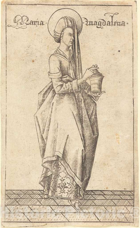 Art Print : Israhel Van Meckenem, Saint Mary Magdalene, c. 1470 - Vintage Wall Art