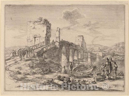 Art Print : Jan Both, The Ponte Molle - Vintage Wall Art