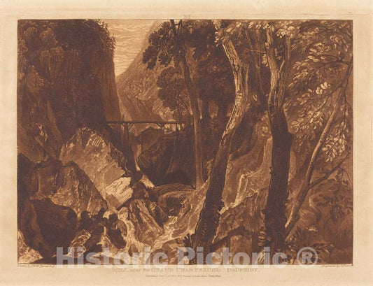 Art Print : Turner and Dawe, Mill Near The Grand Chartreuse, 1816 - Vintage Wall Art