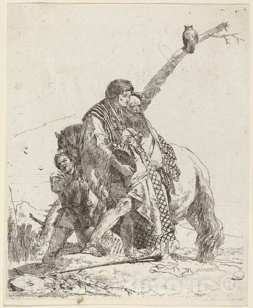Art Print : Giovanni Battista Tiepolo, Youth, Sage, and Attendant with Horse - Vintage Wall Art