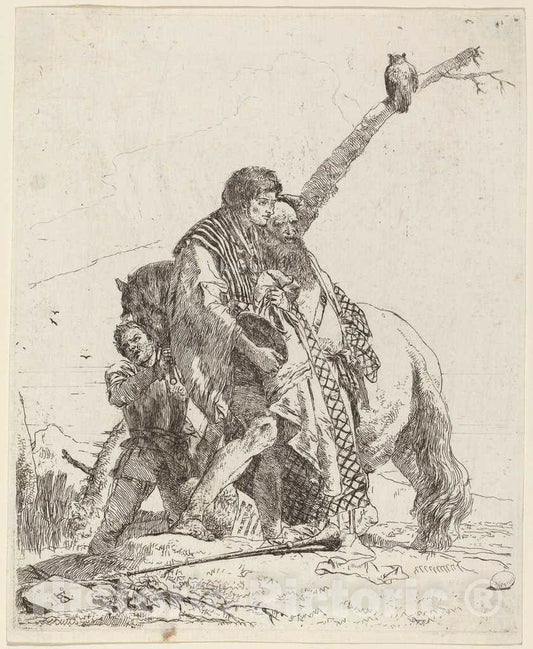 Art Print : Giovanni Battista Tiepolo, Youth, Sage, and Attendant with Horse - Vintage Wall Art