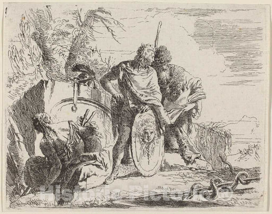 Art Print : Giovanni Battista Tiepolo, Young Soldier with Philosopher and Seated Woman, 1785 - Vintage Wall Art