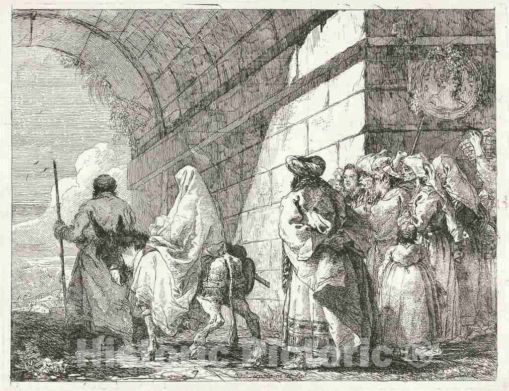 Art Print : Giovanni Domenico Tiepolo, The Holy Family Passes Under a City Arch, 1753 - Vintage Wall Art