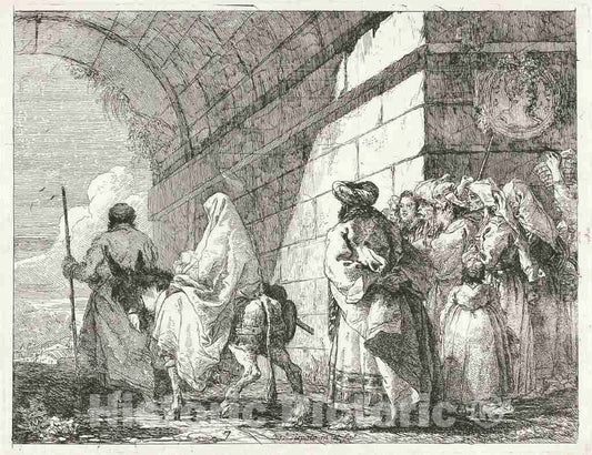 Art Print : Giovanni Domenico Tiepolo, The Holy Family Passes Under a City Arch, 1753 - Vintage Wall Art