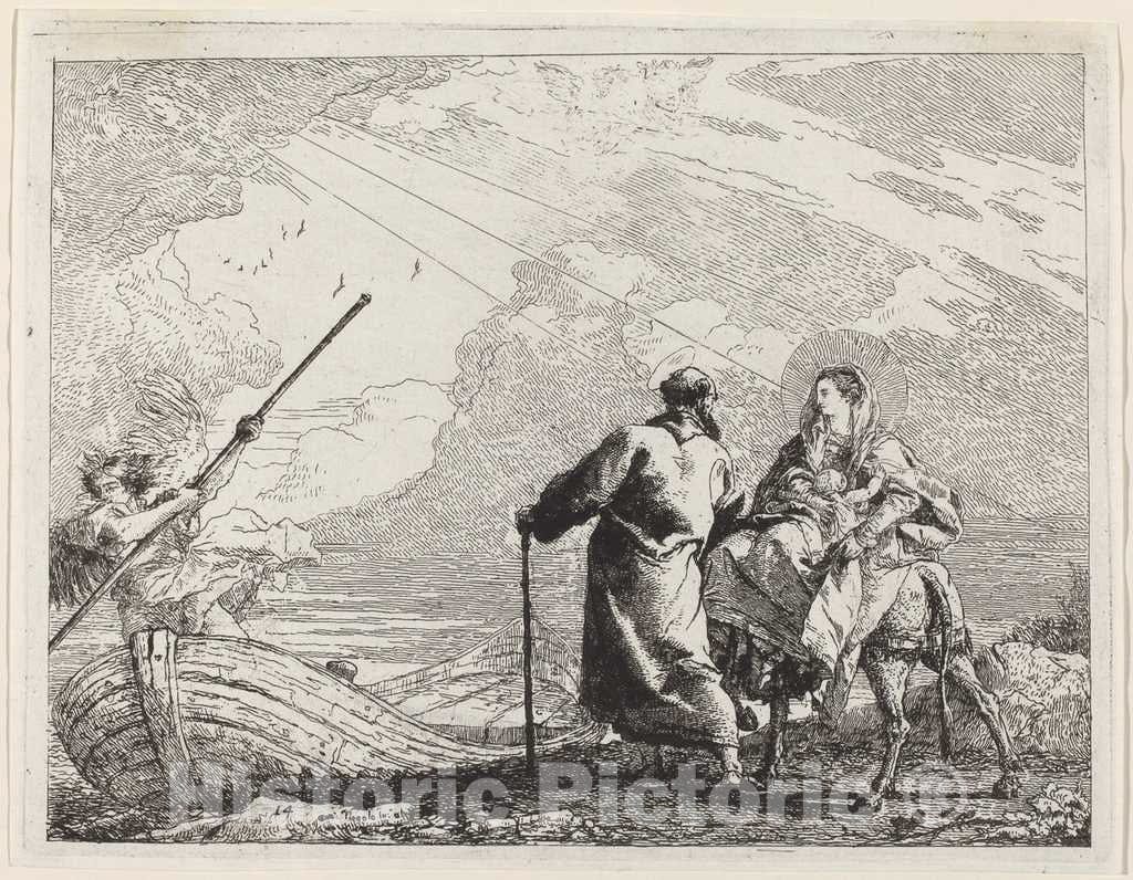 Art Print : Giovanni Domenico Tiepolo, The Holy Family at The Bank of The River, 1753 - Vintage Wall Art